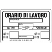 CARTELLO 414 CA20X30-20 ORARIO LAVORO