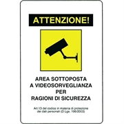 CARTELLO 30X20 VIDEO SORVEGL. NR.64